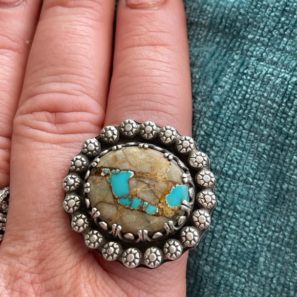 “A Labor of Love” ring Item #0001.A Sterling silver turquoise, hand made ring - Picture 2 of 3